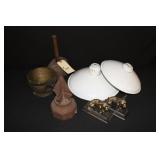 Dog Bookends, Mortis, Primitive wooden mallet,