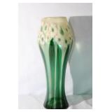 Cracked Tiffany Vase Green Flowers signed LCT