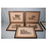 5 Colored Engravings France Marius Girard?