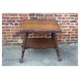 Antique Tiger Oak Table w/ reeded legs, ball &