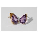 14kt Gold Pierced Post Amythist Earrings