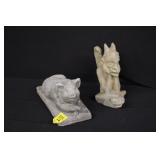 2pc Small Concrete Pig & Gargoyle