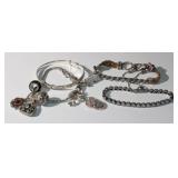 4pcs Sterling Charm Bracelet Lot