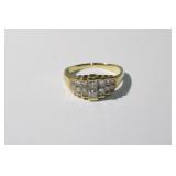 18kt yellow gold w/ 14 square cut diamonds size 9