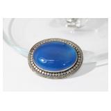 925 Sterling Broach Featuring Large Oval Cobalt