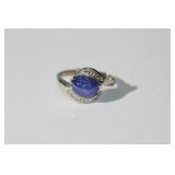 Vtg 14K blue star and diamond sapphire ring with