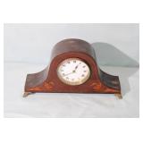 Vintage inlay wood Mantle Clock with keys