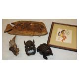Native American Print by Yazz & hand carved wood
