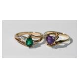 2pc Rings; 10KP Gold Amethyst? and 10k gold