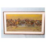 12" x 21.5" Mixed Media Art embossed painted
