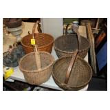 Group of 4 Antique Split Oak Baskets