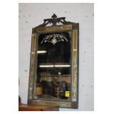 Antique Mirror w/ urn crown & etched border
