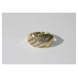 14K 3-row ring, size 8, 3.72g