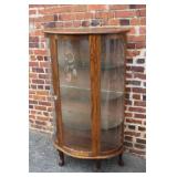 Oak Bowfront Curio (front glass has been replaced