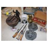 Vintage Lot; Tin Lion Heads, Best Exit Light,
