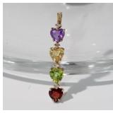 14kt Yellow Pendant that Features 4 Heart Shaped