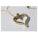 14k gold Chain, 14k gold heart pendant