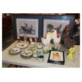 Large Chicken Lot; plates, pictures, chickens,