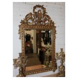 Gold leaf beveled Mirror with Kissing Birds
