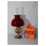 Alladin Lamp w/ Cranberry Globe w/ Extra Mantles
