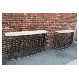 Pair Resin Top Sofa Table Iron 34" x 57" x 15"