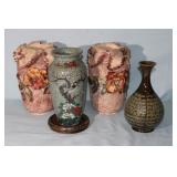 4pc Vases (2 sand, cracked green, #575