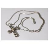 18ky Yellow Gold & 925 Designer Cross Pendant on