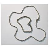 Sterling rope 19ï¿½ necklace and 8ï¿½ bracelet.