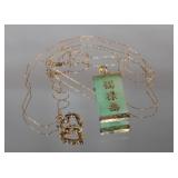 2pc 14kt gold Jade Pendant & 14kt gold Heart