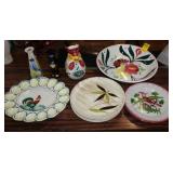 Vintage lot; Italian Plates, Rooster Pitcher,