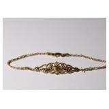 14k yellow gold Bracelet w/ cherubs & heart, links
