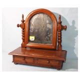 Antique Walnut Shaving Mirror 16" x 16" x 7" w/ 2