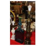 Alabaster Lamp & Vintage Wood Lamp, Large