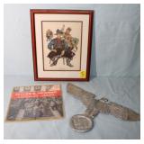 3 pc. German WW2 Lot : Third Reich Railroad Eagle,