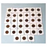 33 US Indian Head Pennies, all from the 1890
