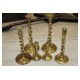 Group of 6 Antique Spiral Candle Stands