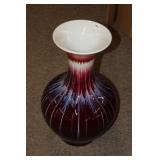 New Chinese Export Vase maroon & white 26.5" tallx