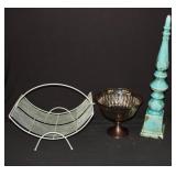 11" diameter Fruit Vase, Magazine rack,