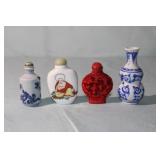 4pcs 3 Snuff Bottles & Vase