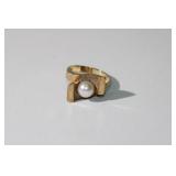 Vtg 14K pearl ring, 4.4g, size 6