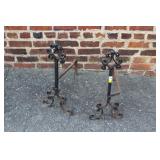 Pair Wrought Iron & Irons 23"