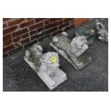 Pair Concrete Lions 15" x 22" x 9"