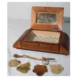Antique Inlay Jewelry Box w/ Key