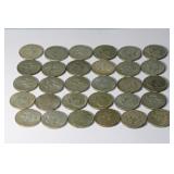 30 - 50 cent pieces 40% silver