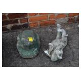 Concrete Frog & Puppy (broken feet)