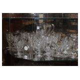 23pc Heisy etched rose Stemware, cream, sugar,