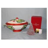 2pc Waterford Christmas Tree & Fitz & Floyd