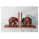 Pair of Carved Mahg. Elephant Bookends