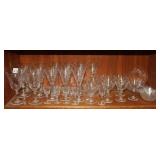 38pcs Etched Glass; wines, cordials, bowls, plates