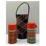 Vintage Aladdin Themos Bottles; Tartan Canister Ca